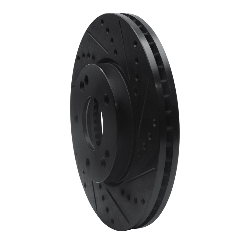 Kia Rondo Brake Rotor (1) - Front Right - R1 Concepts - Drilled & Slotted - Black - `07-`10